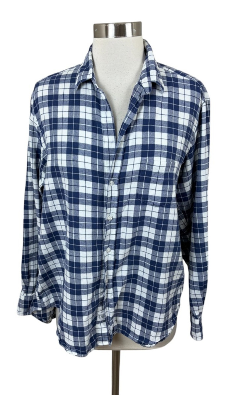 Frank & Eileen Womens Eileen Flannel Shirt S Blue White Fall Cabincore